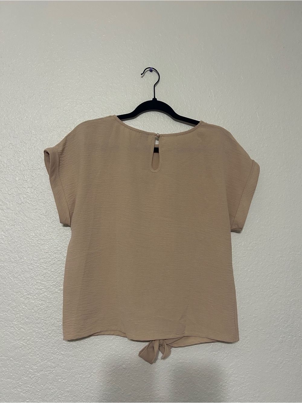 Taupe Tie-Front Cap Sleeve Top - Picture 3 of 3